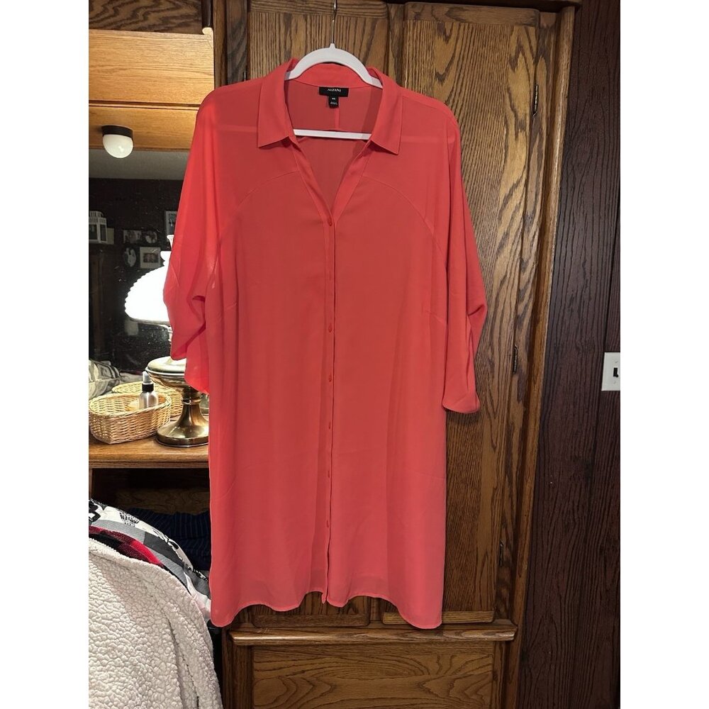 Alfani Women's Plus Size Solid Swing Top Sunrise Coral, Size 2X